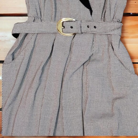 Vintage '80s R.J. Stevens by Carol Escritor Sz 12 Black/White Herringbone Dress - Picture 6 of 10